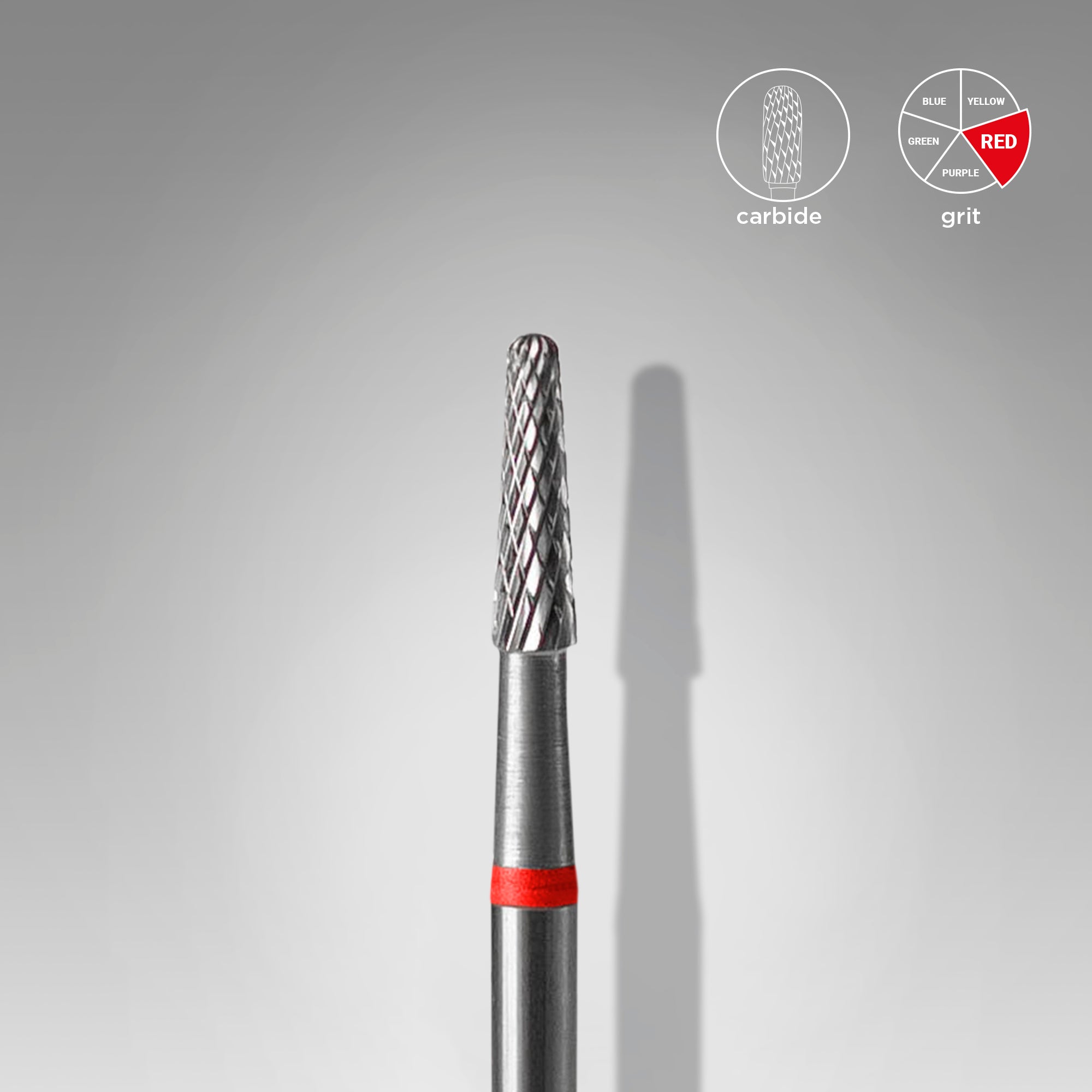 Carbide nail drill bit, “cone” red, head diameter 2.3 mm / working part 8 mm image 0